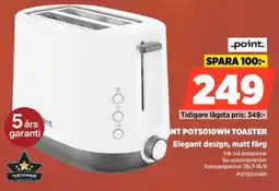 Power Point POT5010WH Toaster Elegant design, matt färg erbjuda