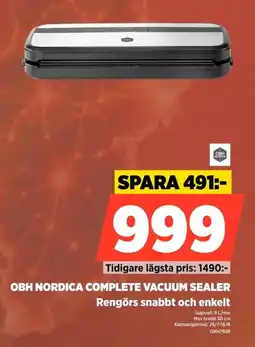 Power Obh nordica complete vacuum sealer Rengörs snabbt och enkelt erbjuda