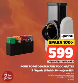 Power Point POFG5000 Electric Food Grater 5 färgade tillbehör för varje måltid erbjuda