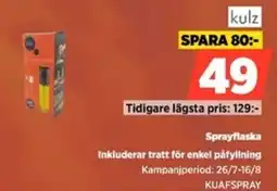 Power Kulz Sprayflaska Inkluderar tratt för enkel påfyllning erbjuda