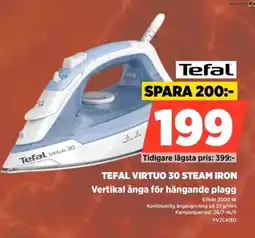 Power Tefal virtuo 30 steam iron Vertikal ånga för hängande plagg erbjuda