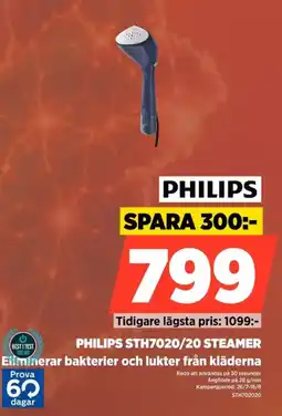Power Philips STH7020/20 Steamer Eliminerar bakterier och lukter från kläderna erbjuda