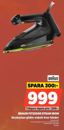 Power Braun FI7255GR Steam Iron Stryksulan glider enkelt över hinder erbjuda