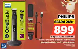 Power Philips QP6652/61 Oneblade Pro Trimmer Dubbelsidiga bladet rör sig i båda riktningar erbjuda