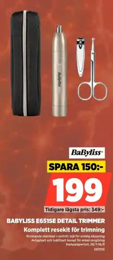 Power Babyliss E651SE Detail Trimmer Komplett resekit för trimning erbjuda