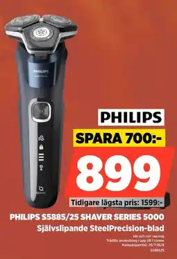 Power Philips S5885/25 Shaver Series 5000 Självslipande SteelPrecision-blad erbjuda