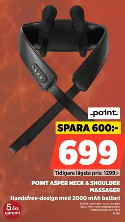 Power Point asper neck & shoulder massager Handsfree-design med 2000 mAh batteri erbjuda