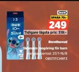 Power Oral-B Borsthuvud Skonsam rengöring för barn erbjuda