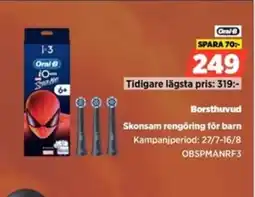 Power Oral-B Borsthuvud Skonsam rengöring för barn erbjuda