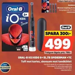 Power Oral-b 102 kids 6+ el.tb spiderman +tc Tuff mot karies, skonsam mot tandköttet erbjuda