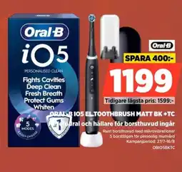 Power Oral-B 105 el toothbrush matt bk +tc efodral och hållare för borsthuvud ingår erbjuda