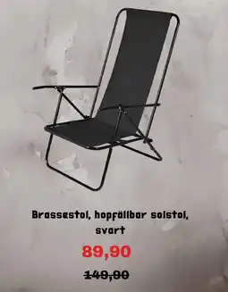Clas Ohlson Brassestol, hopfällbar solstol, svart erbjuda