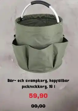 Clas Ohlson Bär- och svampkorg, hopfällbar picknickkorg erbjuda