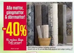 ÖoB Alla mattor, gångmattor & dörrmattor! erbjuda