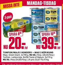 ÖoB TONFISK/MAJS I KONSERV — MAX 3 KÖP/KUND erbjuda