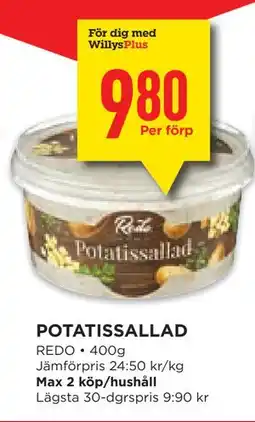 Willys Hemma POTATISSALLAD, Medlemspris erbjuda