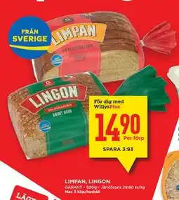 Willys Hemma LIMPAN, LINGON, Medlemspris erbjuda