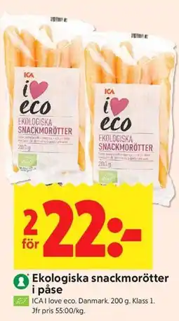 ICA Kvantum Ekologiska snackmorötter i påse erbjuda