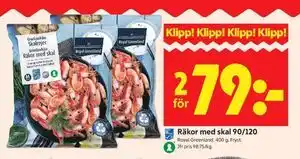 ICA Kvantum Räkor med skal 90/120 erbjuda