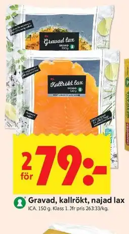 ICA Kvantum Gravad, kallrökt, najad lax erbjuda