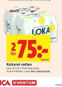 ICA Kvantum Kolsyrat vatten erbjuda