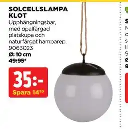 Jem&Fix SOLCELLSLAMPA KLOT erbjuda