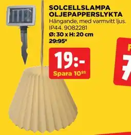 Jem&Fix SOLCELLSLAMPA OLJEPAPPERSLYKTA erbjuda