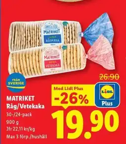 Lidl MATRIKET Råg/Vetekaka erbjuda