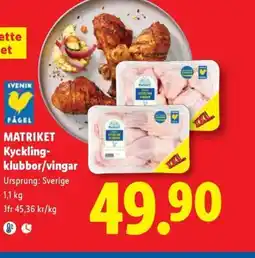 Lidl MATRIKET Kyckling- klubbor/vingar erbjuda