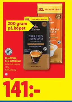Lidl BELLAROM Hela kaffebönor erbjuda