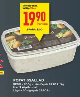 Willys POTATISSALLAD, Medlemspris erbjuda