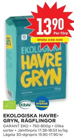 Willys EKOLOGISKA HAVREGRYN, RÅGFLINGOR erbjuda