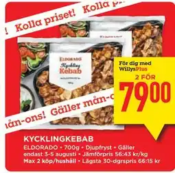 Willys KYCKLINGKEBAB, Medlemspris erbjuda