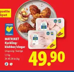 Lidl Matriket Kycklingklubbor/-vingar erbjuda