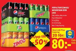 Lidl PEPSI/7UP/ZINGO/MOUNTAIN DEW Läsk erbjuda