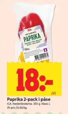 ICA Supermarket Paprika 2-pack i påse erbjuda