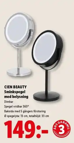 Lidl CIEN BEAUTY Sminkspegel med belysning erbjuda