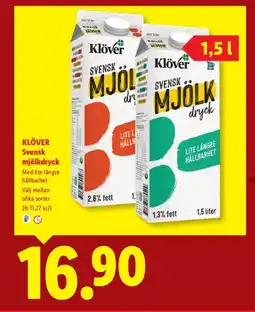 Lidl KLÖVER Svensk mjölkdryck erbjuda