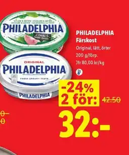 Lidl PHILADELPHIA Färskost erbjuda