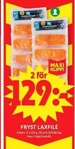ICA Maxi Fryst laxfilé erbjuda