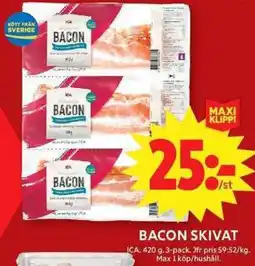 ICA Maxi Bacon skivat erbjuda
