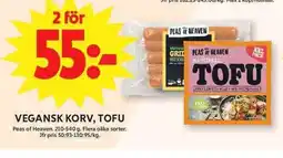 ICA Maxi Vegansk korv, tofu erbjuda