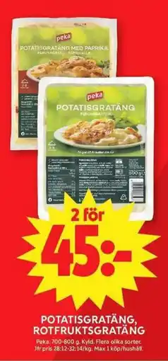ICA Maxi Potatisgratäng, rotfruktsgratäng erbjuda