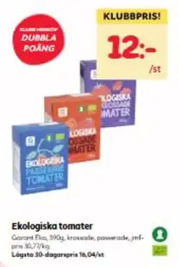Hemköp Ekologiska tomater erbjuda