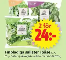 ICA Supermarket Finbladiga sallater i påse ICA. erbjuda