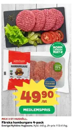 Stora Coop Färska hamburgare 4-pack erbjuda