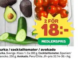 Stora Coop Gurka/cocktailtomater / avokado erbjuda