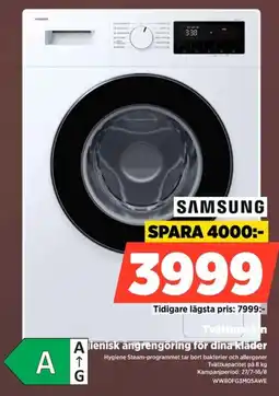 Power Samsung Tvättmaskin Hygienisk angrengöring för dina kläder erbjuda