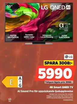 Power Lg 4K Smart QNED TV Al Sound Pro för uppslukande ljudupplevelse erbjuda