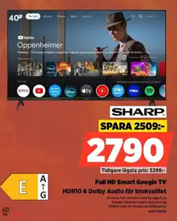 Power Sharp Full HD Smart Google TV HDR10 & Dolby Audio för biokvalitet erbjuda